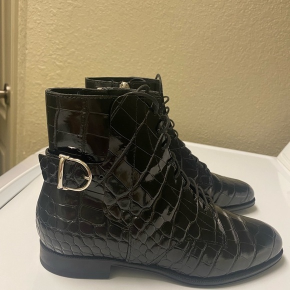 Tod's Ankle Boots Patent Croc-Embossed Black Leather 35.5 / US Size5.5 - Picture 8 of 10